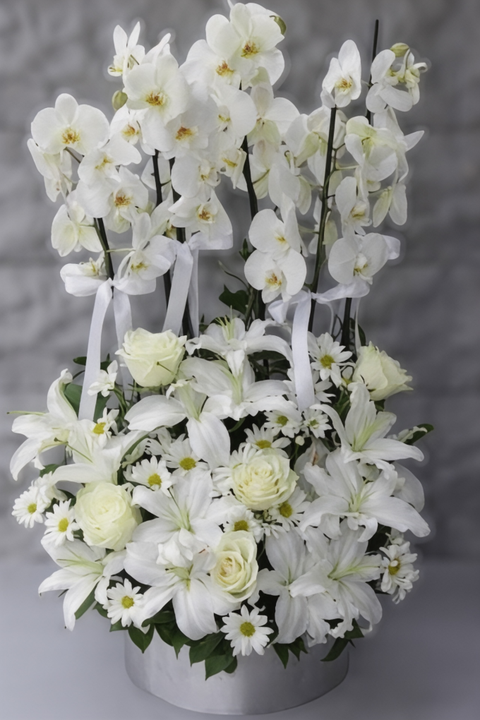 6 Dallı Beyaz Orkide