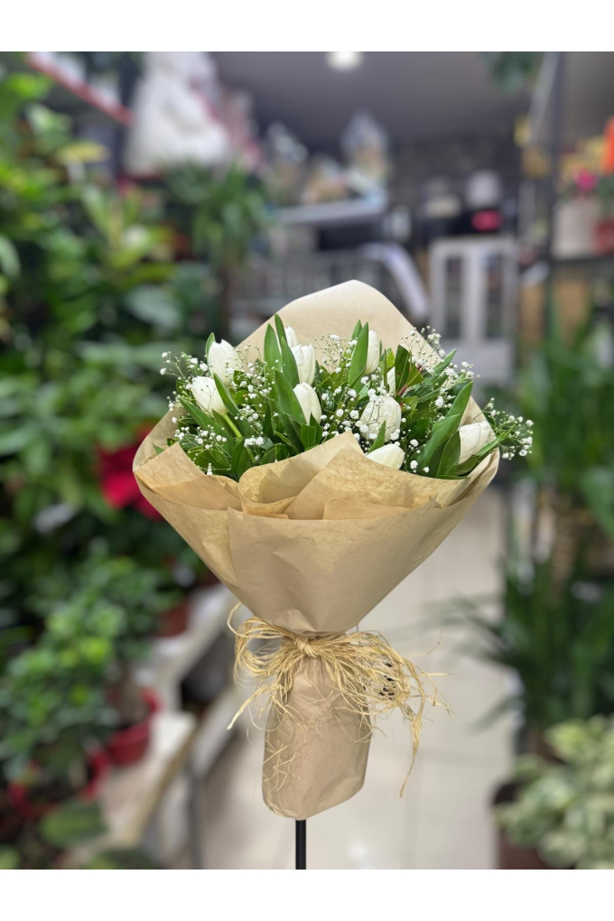 15 Adet Beyaz Lale Buketi 15 Adet Beyaz Lale Buketi