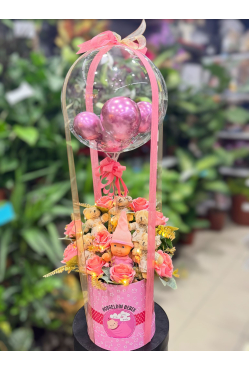 Kız Bebek Balonlu Hoş Geldin Aranjmanı