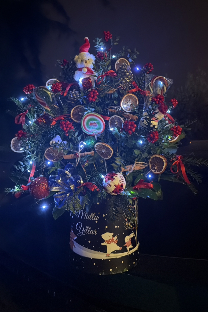 Kokinalı ve LED Işıklı Mini Yılbaşı Ağacı – Özel Kutulu