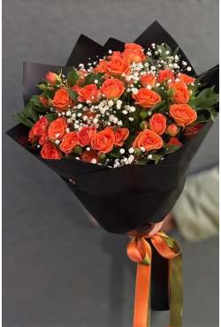 10 Dal Turuncu Çardak Gül Buketi