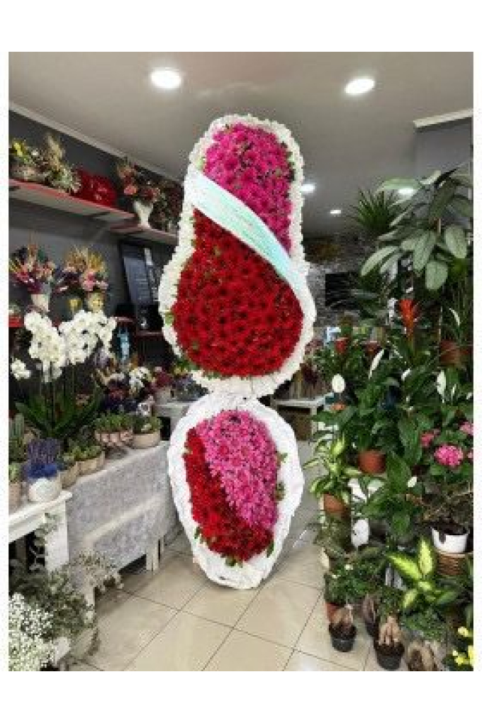 Sütun Çelenk Pembe-Kırmızı Sütun Çelenk Pembe-Kırmızı