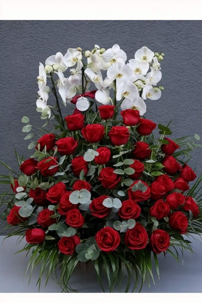 Kırmızı Gül & Beyaz Orkide