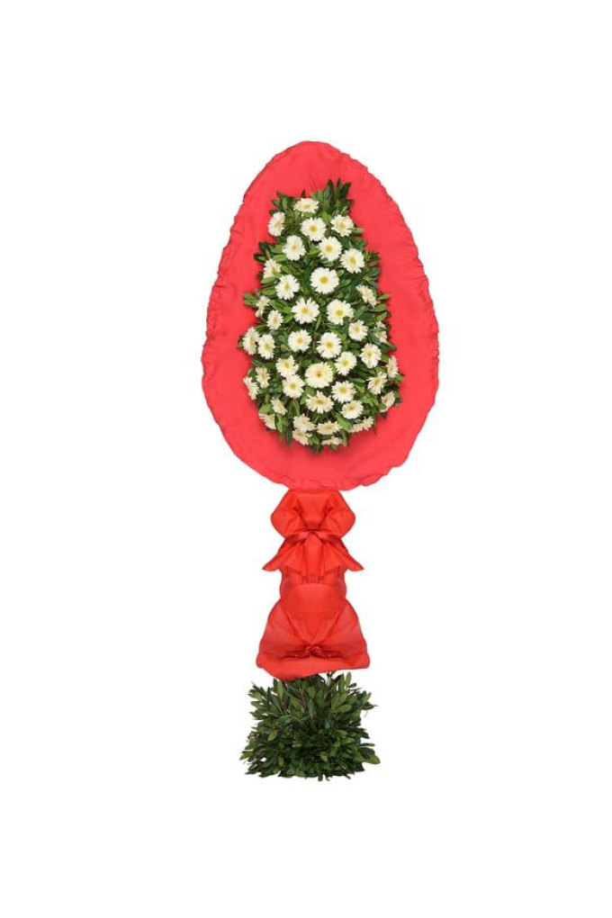 220–230 cm Beyaz Gerberalı Açılış Çelengi | İzmir Aynı Gün Teslim