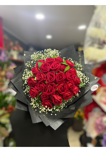 25 Adet Yapay Kadife Gül Buketi