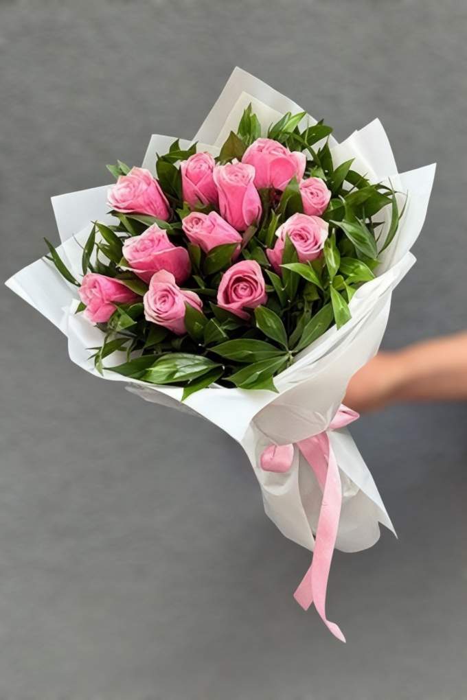 11 Adet Pembe Gül Buketi
