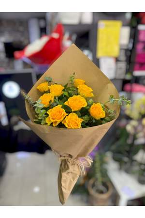 9 Adet Sarı Gül Buketi