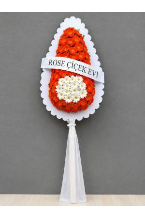 Turuncu Beyaz Gerbera Çelenk