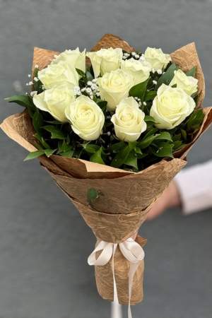 11 Adet Beyaz Gül Buketi