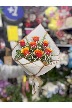 7 Adet İthal Turuncu Gül Buketi