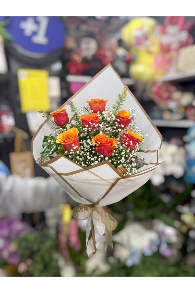 7 Adet İthal Turuncu Gül Buketi 7 Adet İthal Turuncu Gül Buketi