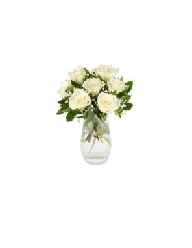7li Cam Vazoda Beyaz Güller