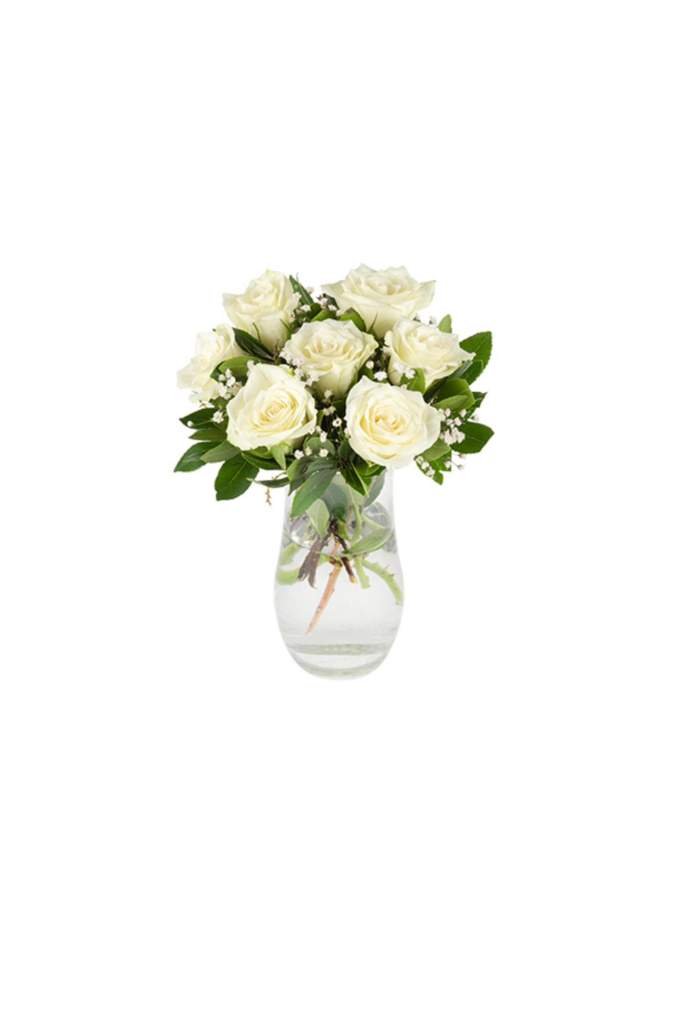 7li Cam Vazoda Beyaz Güller