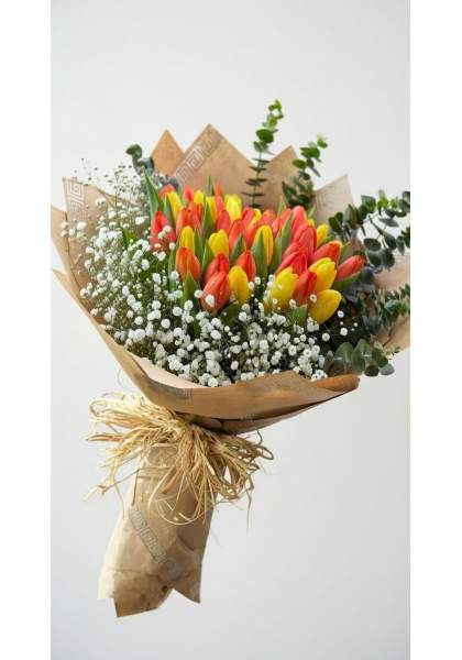 50 Adet Sarı & Turuncu Lale Buketi