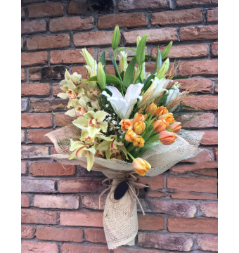 İthal Lale Ve Orkide Buketi