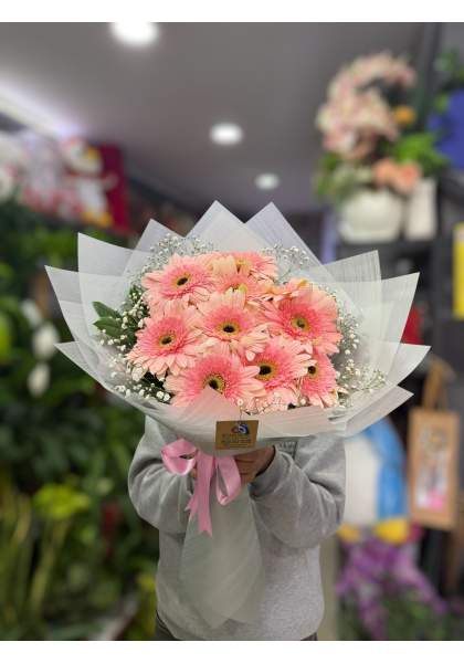 10 Adet Toz Pembe Gerbera Buketi 