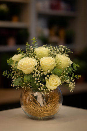 Cam Fanusta 7 İthal Beyaz Gül