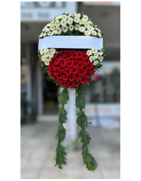 Cenaze Çelenk Çember Kırmızı Beyaz