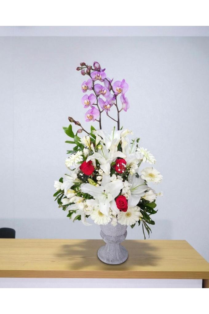 Eskitme Seramikte Orkide Aranjmanı