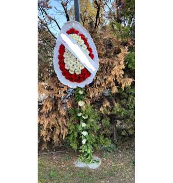 Kırmızı Beyaz Gerberalı Ufak Boy Çelenk