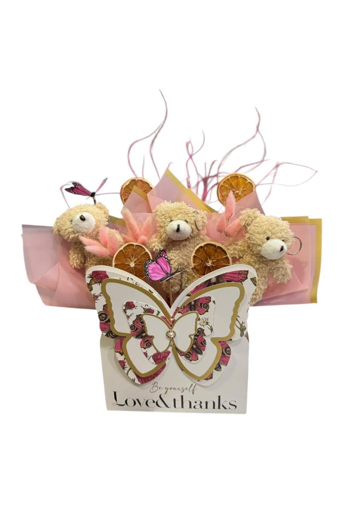 Kelebekli Kutu İçerisinde Sevimli Minik Ayıcıklar