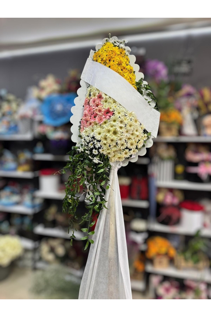 Rengarenk Gerberalı Çelenk